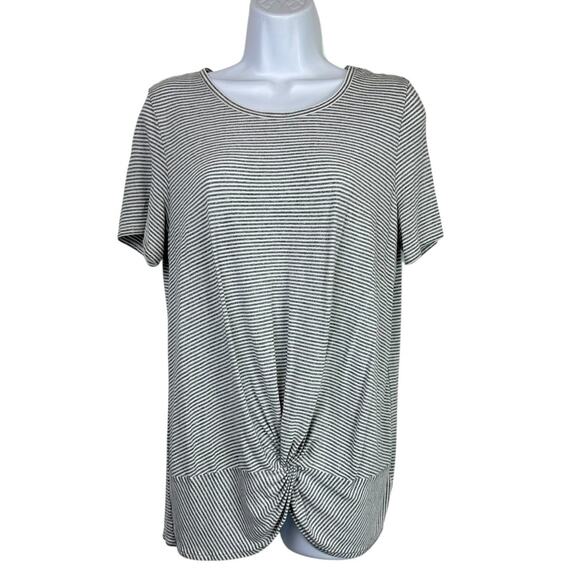 Rachel Zoe Twist Front Striped Gray and White Women's Top Size Medium - Picture 1 of 7